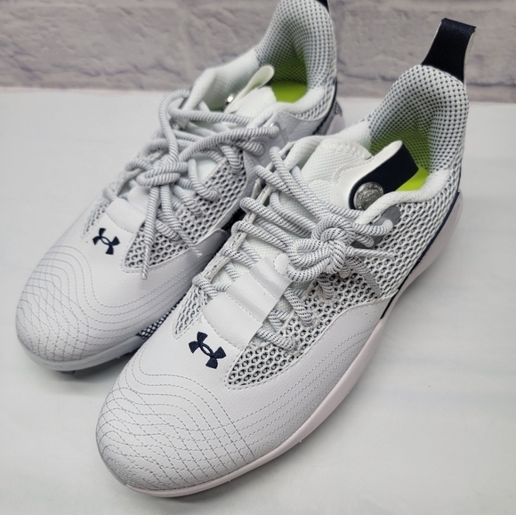 UA Harper 7 Elite TPU Baseball Cleats White Navy Blue 3025585-401 Men’s Size 9.5 - Picture 8 of 9